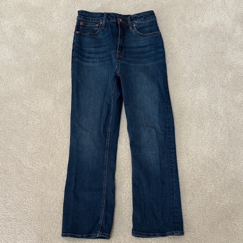 J. Crew Dark Blue Straight Leg Jeans Curvy Billie Demiboot